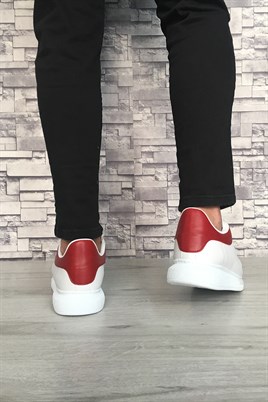 Erkek Yüksek Taban Günlük Spor Ayakkabı Beyaz Kırmızı