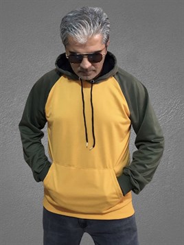Yeni Sezon Reglan Kol Erkek Kapşonlu Sarı Sweatshirt